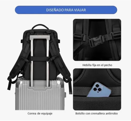 MOCHILA DE VIAJE CABINA AVION IMPERMEABLE VERDE - 4