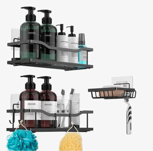 ORGANIZADOR DE DUCHA REPISA BAÑO ADHESIVO SET 3 INOXIDABLE - 1