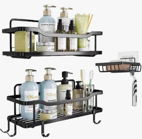 ORGANIZADOR DE DUCHA REPISA BAÑO ADHESIVO SET 3 INOXIDABLE - 2