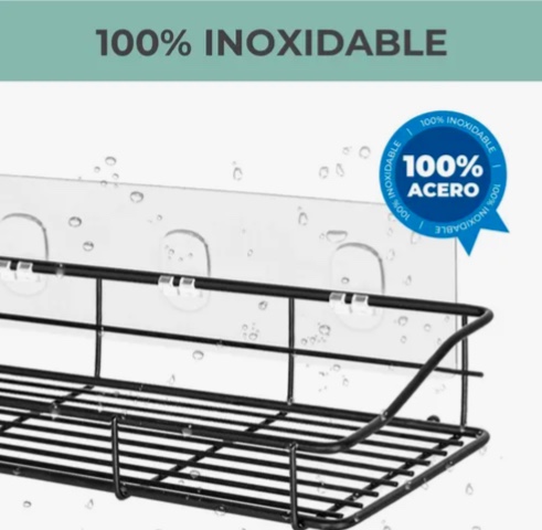 ORGANIZADOR DE DUCHA SET X2 REPISA BAÑO ADHESIVO INOXIDABLE GRIS OSCURO - 2