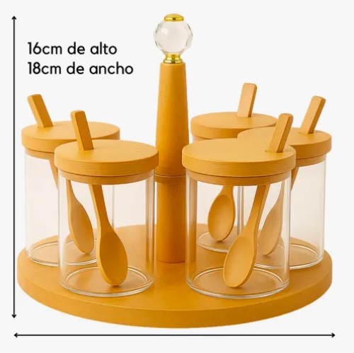 PORTA CONDIMENTERO 5 ESPECIEROS GIRATORIO ORGANIZADOR COCINA - 6