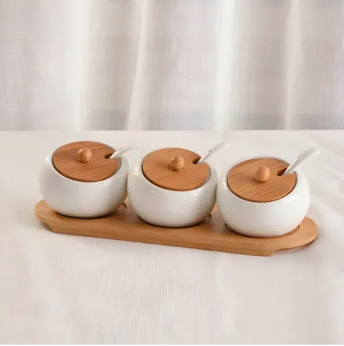 SET 3 CONDIMENTEROS CERAMICA TAPA - 6