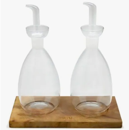 SET ALCUZA VIDRIO CON BASE MADERA - 1