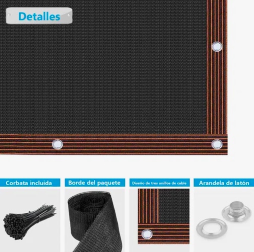 VALLA DE PROTECCION DE PRIVACIDAD CON FIJACIONES 1X5M NEGRO - 5