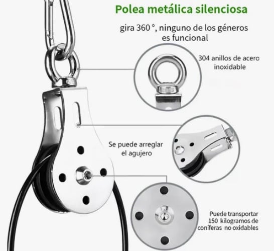 KIT 8 SISTEMA DE CABLE CON POLEA - 3