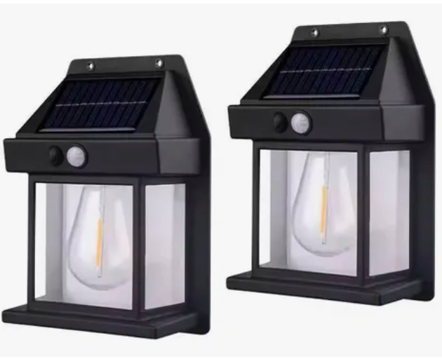 PACK X2 LAMPARA SOLAR LED APLIQUE SENSOR DE MOVIMIENTO - 1