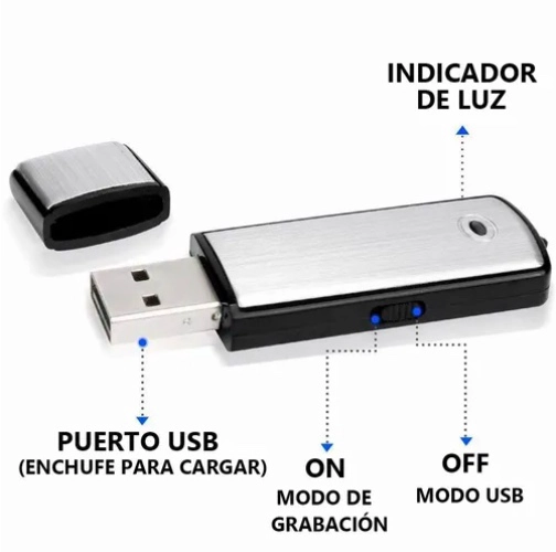MINI GRABADORA DE VOZ ESPIA CON MICROFONO/USB - 5