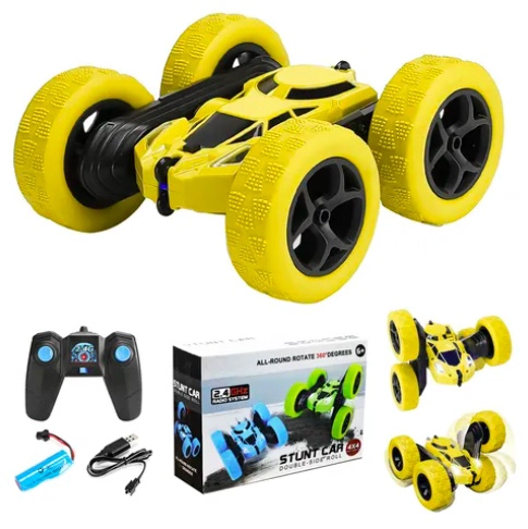 AUTO TRUCO CONTROL REMOTO DOBLE LADO JUGUETE NIÑOS AMARILLO - 1