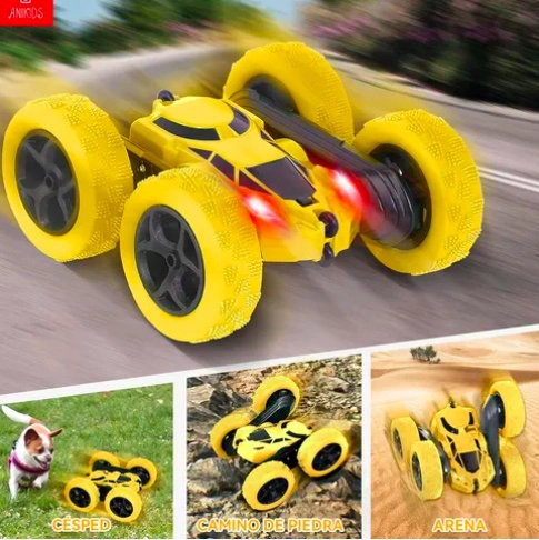 AUTO TRUCO CONTROL REMOTO DOBLE LADO JUGUETE NIÑOS AMARILLO - 3