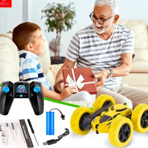 AUTO TRUCO CONTROL REMOTO DOBLE LADO JUGUETE NIÑOS AMARILLO - 5