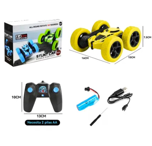 AUTO TRUCO CONTROL REMOTO DOBLE LADO JUGUETE NIÑOS AMARILLO - 6