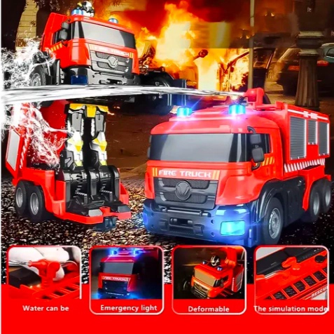 AUTO A CONTROL REMOTO TRANSFORMER BOMBERO LANZA AGUA - 5