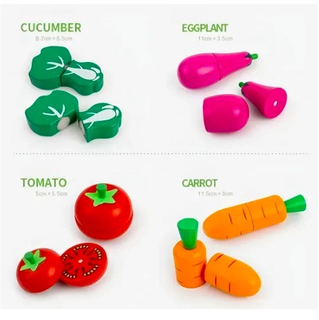 SET CORTA FRUTAS Y VERDURAS MADERA CON IMAN JUEGO 17 PIEZAS - 4