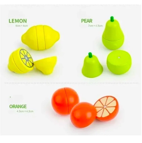 SET CORTA FRUTAS Y VERDURAS MADERA CON IMAN JUEGO 17 PIEZAS - 5