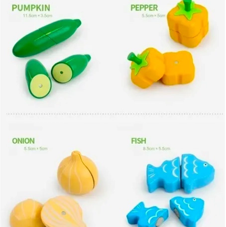 SET CORTA FRUTAS Y VERDURAS MADERA CON IMAN JUEGO 17 PIEZAS - 6