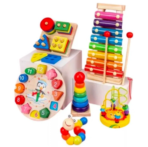 PACK 6 JUGUETES DIDACTICOS DE MADERA PARA NIÑOS - 1