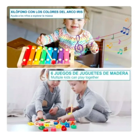 PACK 6 JUGUETES DIDACTICOS DE MADERA PARA NIÑOS - 7