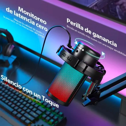 MICROFONO PC GAMER USB CONDENSADOR CON CANCELACION DE RUIDO - 3