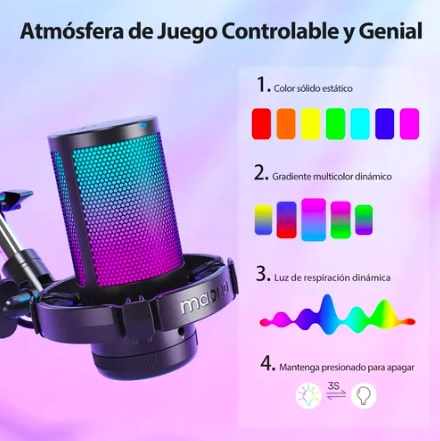 MICROFONO PC GAMER USB CONDENSADOR CON CANCELACION DE RUIDO - 4