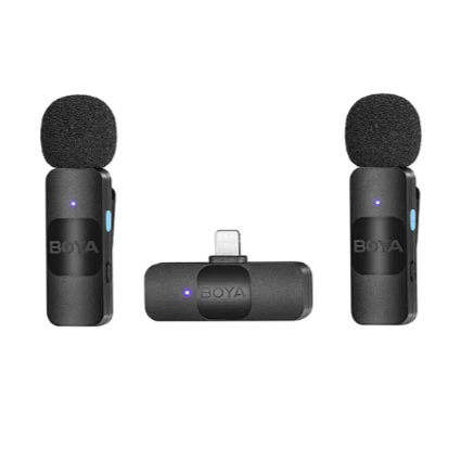 MICROFONO INALAMBRICO DOBLE COMPACTO PARA IPHONE COLOR NEGRO - 1
