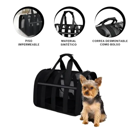 BOLSO TRANSPORTE MASCOTAS TALLA L NEGRO - 5