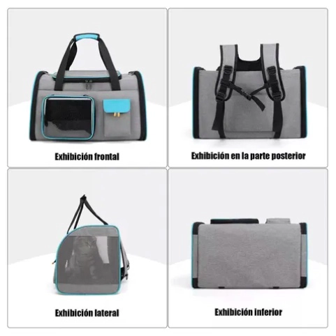 BOLSO TRANSPORTADOR MASCOTAS GRIS - 3