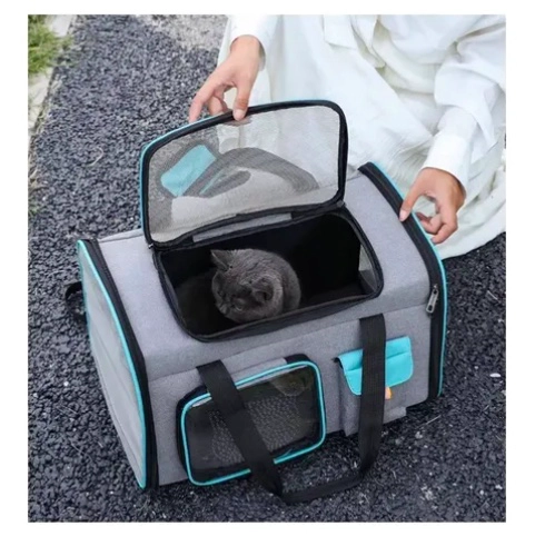 BOLSO TRANSPORTADOR MASCOTAS GRIS - 5