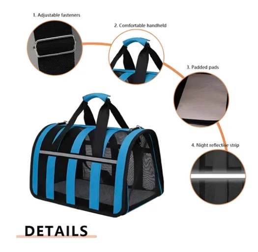 BOLSO TRANSPORTE MASCOTAS TALLA L CELESTE - 4