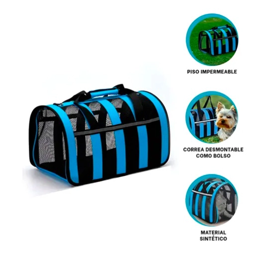 BOLSO TRANSPORTE MASCOTAS TALLA L CELESTE - 6
