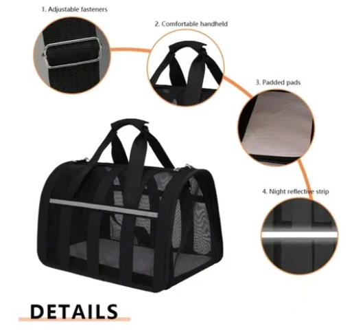 BOLSO TRANSPORTE MASCOTAS TALLA S NEGRO - 4