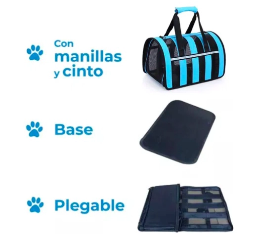 BOLSO TRANSPORTE MASCOTAS TALLA S CELESTE - 3