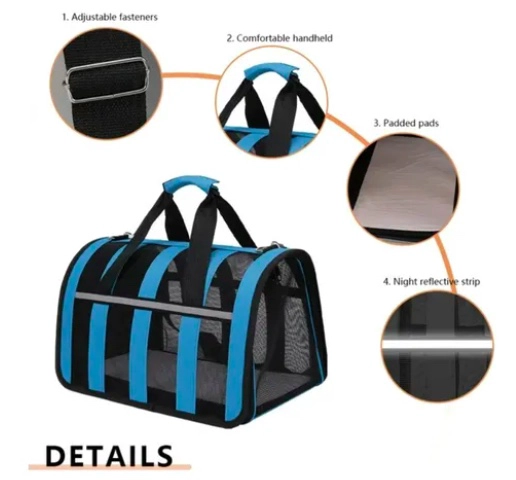 BOLSO TRANSPORTE MASCOTAS TALLA S CELESTE - 4