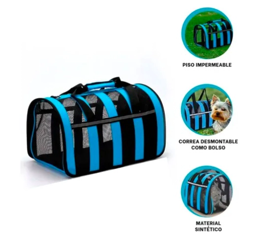 BOLSO TRANSPORTE MASCOTAS TALLA S CELESTE - 6