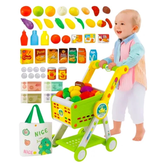 JUGUETE CARRITO DE COMPRAS MANILLA AJUSTABLE 31 ACCESORIOS - 1