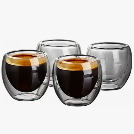 JUEGO 4 TAZAS CAFE  VIDRIO TERMICO - 1