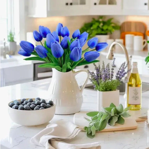 RAMOS DE 20 TULIPANES ARTIFICIALES AZUL - 2