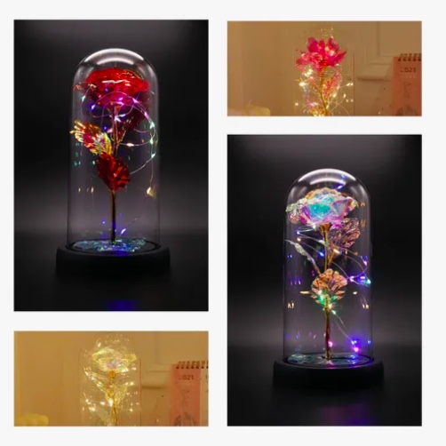 ROSA ETERNA DECORACION CON LUZ LED CUPULA DE CRISTAL - 3
