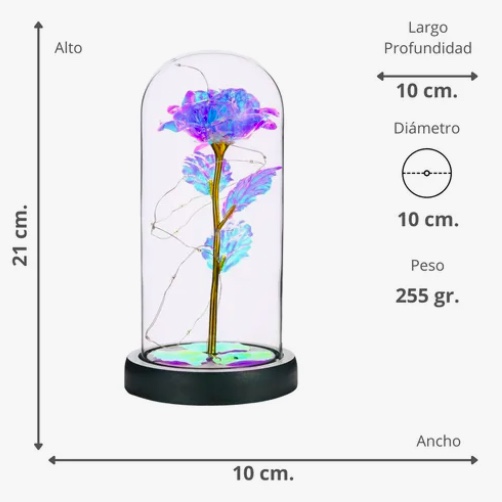 ROSA ETERNA DECORACION CON LUZ LED CUPULA DE CRISTAL - 4