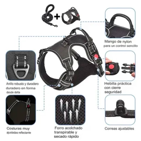PECHERA PERRO ARNES ANTI TIRONES REFLECTANTE XL - 2