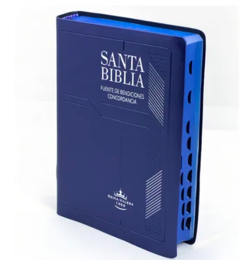 BIBLIA RVR 1960 FUENTE DE BENDICION ESPAÑOL TAPA AZUL CON INDICE - 2