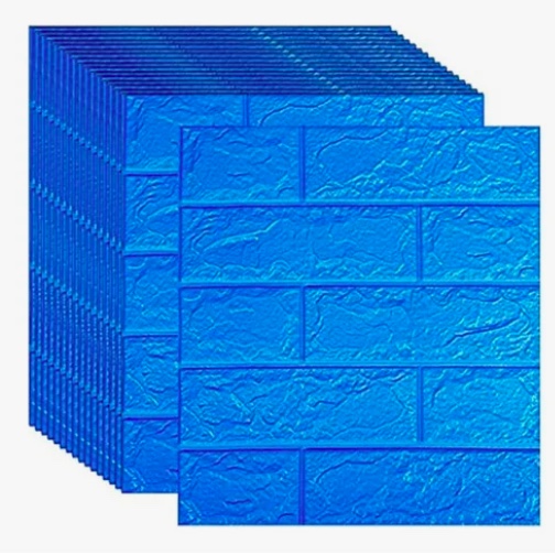 LAMINA 10 VINILO PAPEL MURAL 3D AUTO-ADHESIVO AZUL - 1