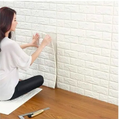 LAMINA 10 VINILO PAPEL MURAL 3D AUTO-ADHESIVO BLANCO - 2