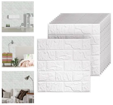 LAMINA 10 VINILO PAPEL MURAL 3D AUTO-ADHESIVO BLANCO - 3