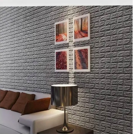 LAMINA 10 VINILO PAPEL MURAL 3D AUTO-ADHESIVO GRIS - 1