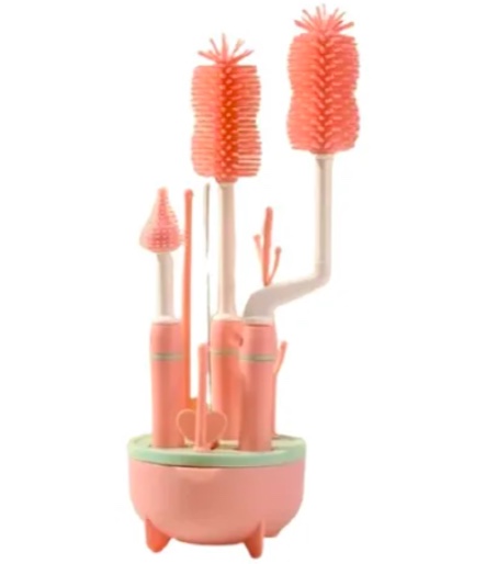 LIMPIADORES MAMADERA SET CEPILLO DE SILICONA  ROSA - 1