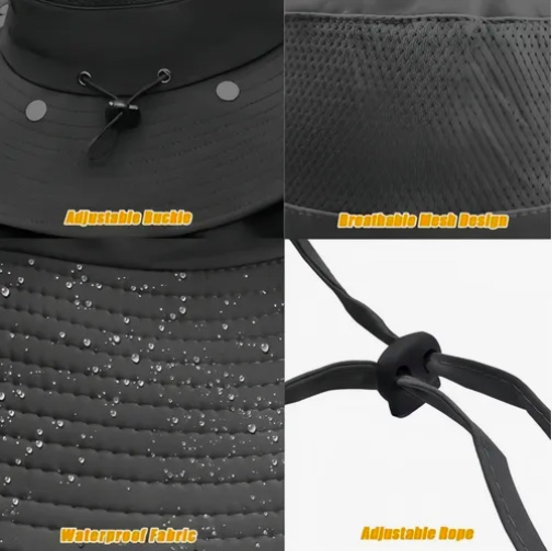 GORRA CAZA CACERIA PESCA PROTECCION UV NEGRO - 3