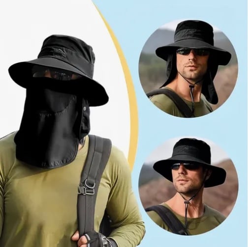 GORRA CAZA CACERIA PESCA PROTECCION UV NEGRO - 4