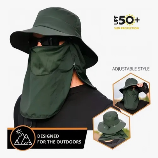 GORRA CAZA CACERIA PESCA PROTECCION UV VERDE - 5