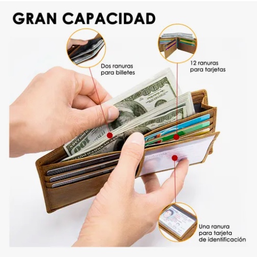 BILLETERA TARJETERO CUERO CARAMELO - 2