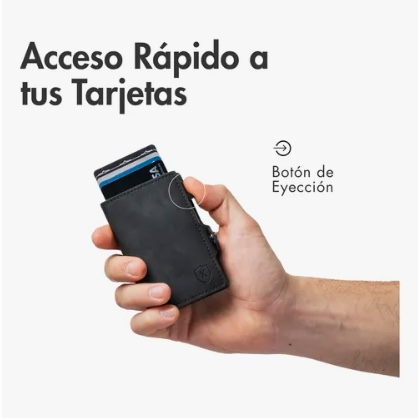 BILLETERA Y TARJETERO COLOR NEGRO CUERO SINTE TICO - 4